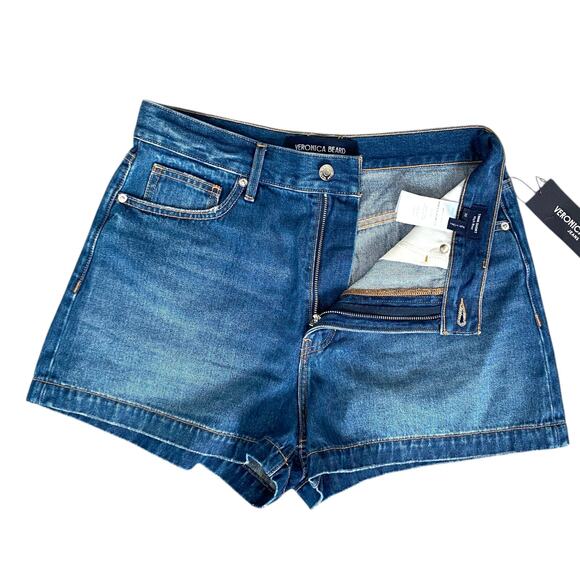 Veronica Beard Timmi Denim Shorts High Rise Calypso Blue Medium Wash Sz 30” - Picture 4 of 11